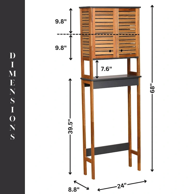 Meuble de rangement pour toilettes avec doubles portes ventilées – 175 H x 61 L x 23 P cm