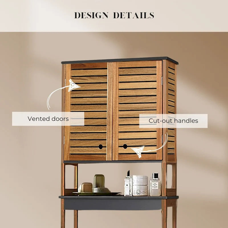 Meuble de rangement pour toilettes avec doubles portes ventilées – 175 H x 61 L x 23 P cm