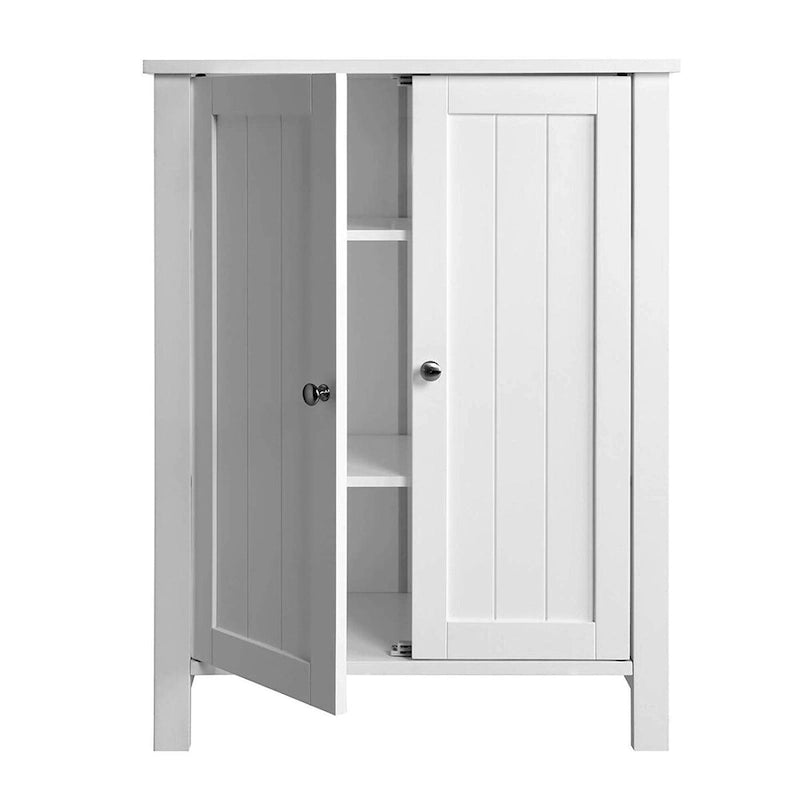 Meuble de Rangement Salle de Bain avec Double Porte et Étagère Réglable, Blanc - 60 x 30 x 80 cm