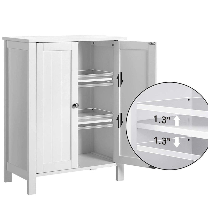 Meuble de Rangement Salle de Bain avec Double Porte et Étagère Réglable, Blanc - 60 x 30 x 80 cm