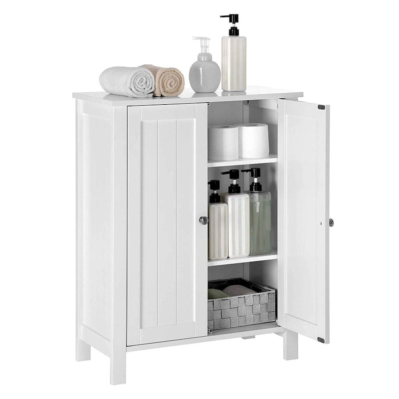 Meuble de Rangement Salle de Bain avec Double Porte et Étagère Réglable, Blanc - 60 x 30 x 80 cm