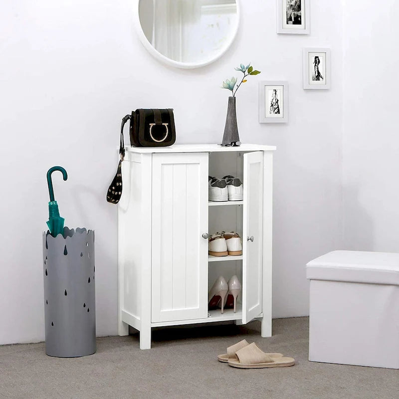 Meuble de Rangement Salle de Bain avec Double Porte et Étagère Réglable, Blanc - 60 x 30 x 80 cm