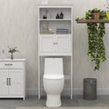 Étagère de rangement 2 niveaux au-dessus des toilettes, meuble de rangement de salle de bain peu encombrant avec 2 portes, organisateur de rangement en bois