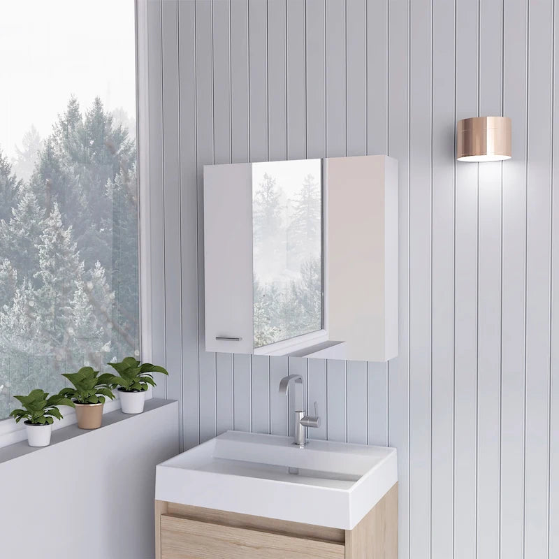 Armoire à pharmacie avec miroir Lexington, trois étagères intérieures, finition wengé noir