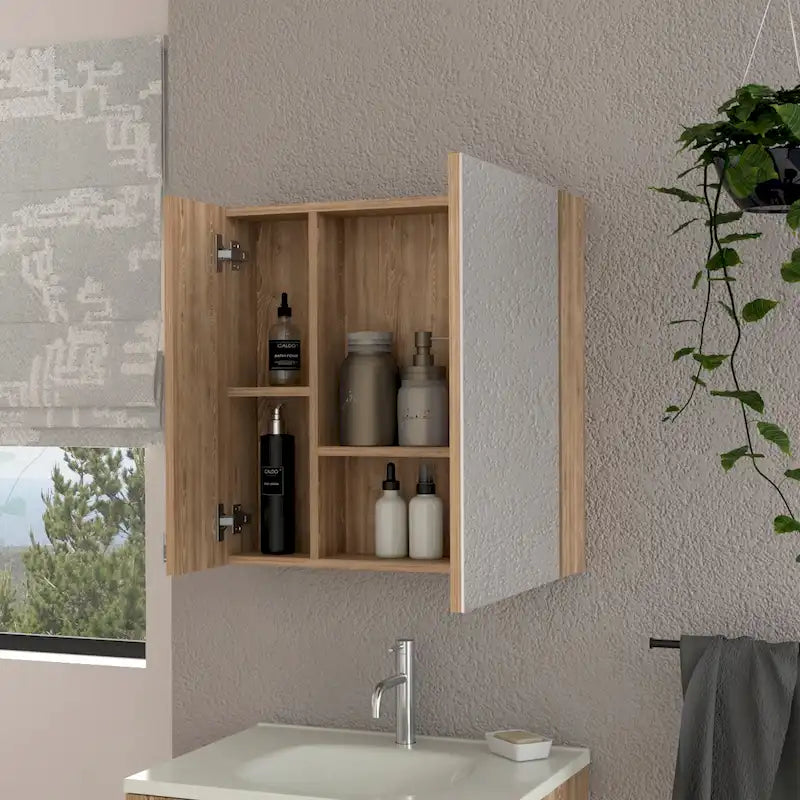Armoire à pharmacie avec miroir Lexington, trois étagères intérieures, finition wengé noir
