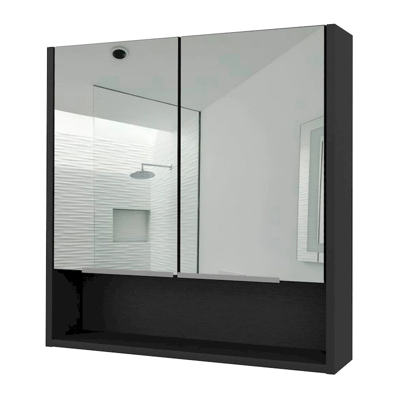 Armoire à pharmacie avec miroir Lexington, trois étagères intérieures, finition wengé noir