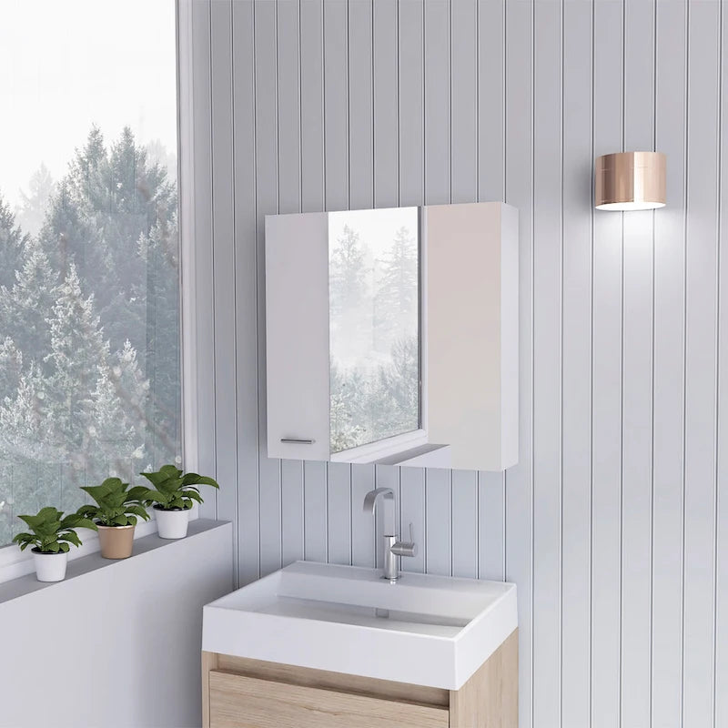 Armoire à pharmacie avec miroir Lexington, trois étagères intérieures, finition wengé noir