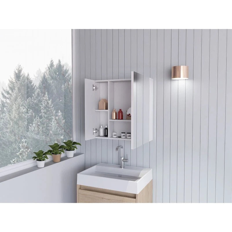 Armoire à pharmacie avec miroir Lexington, trois étagères intérieures, finition wengé noir
