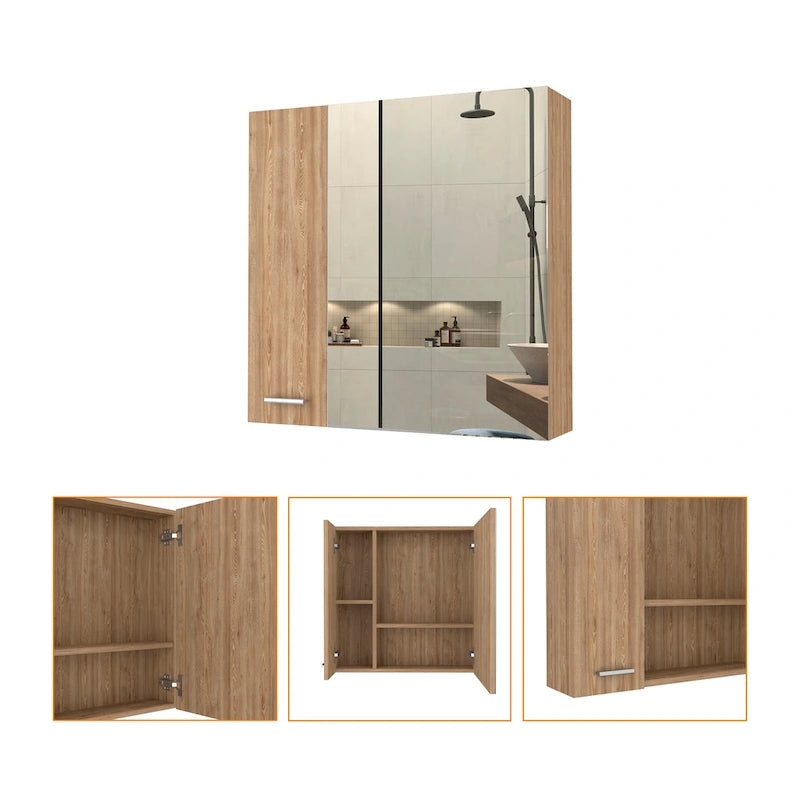Armoire à pharmacie avec miroir Lexington, trois étagères intérieures, finition wengé noir