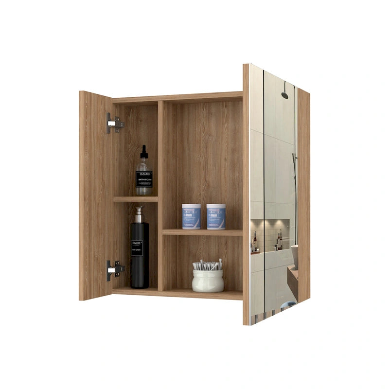 Armoire à pharmacie avec miroir Lexington, trois étagères intérieures, finition wengé noir