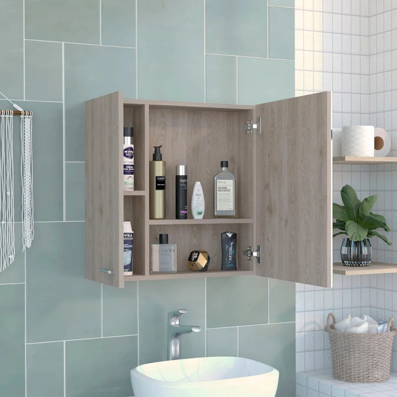 Armoire à pharmacie avec miroir Lexington, trois étagères intérieures, finition wengé noir
