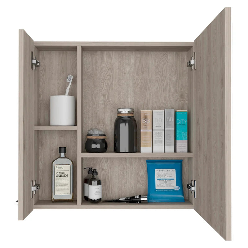 Armoire à pharmacie avec miroir Lexington, trois étagères intérieures, finition wengé noir