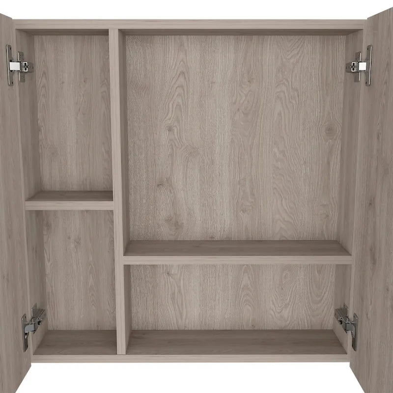 Armoire à pharmacie avec miroir Lexington, trois étagères intérieures, finition wengé noir