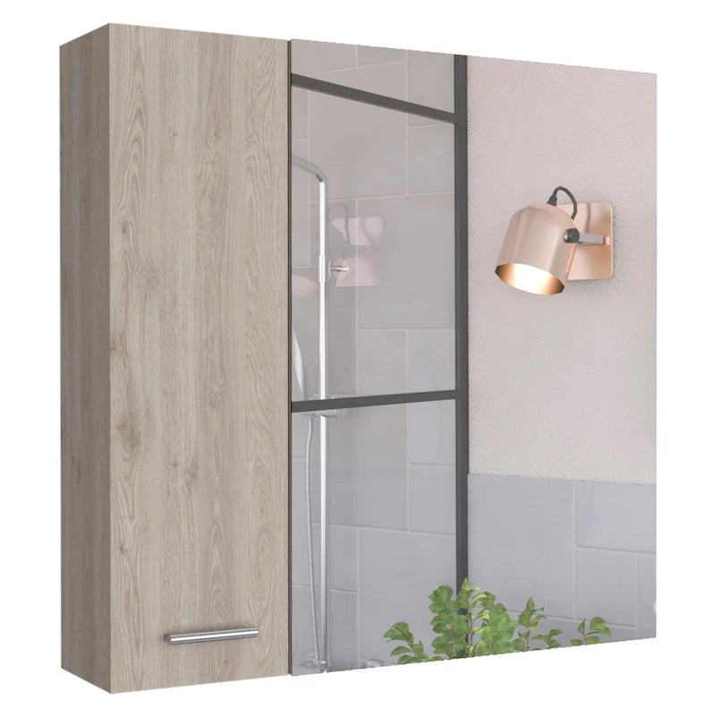 Armoire à pharmacie avec miroir Lexington, trois étagères intérieures, finition wengé noir