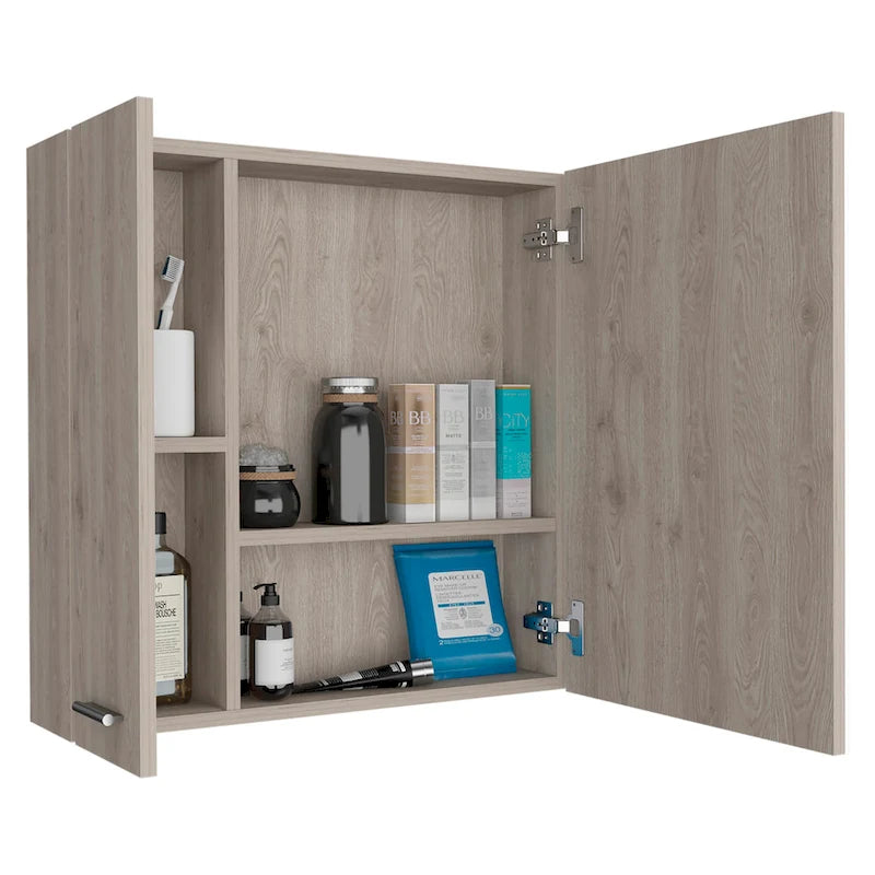 Armoire à pharmacie avec miroir Lexington, trois étagères intérieures, finition wengé noir