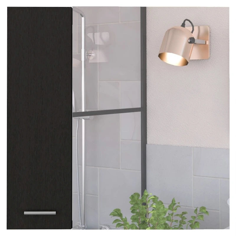 Armoire à pharmacie avec miroir Lexington, trois étagères intérieures, finition wengé noir