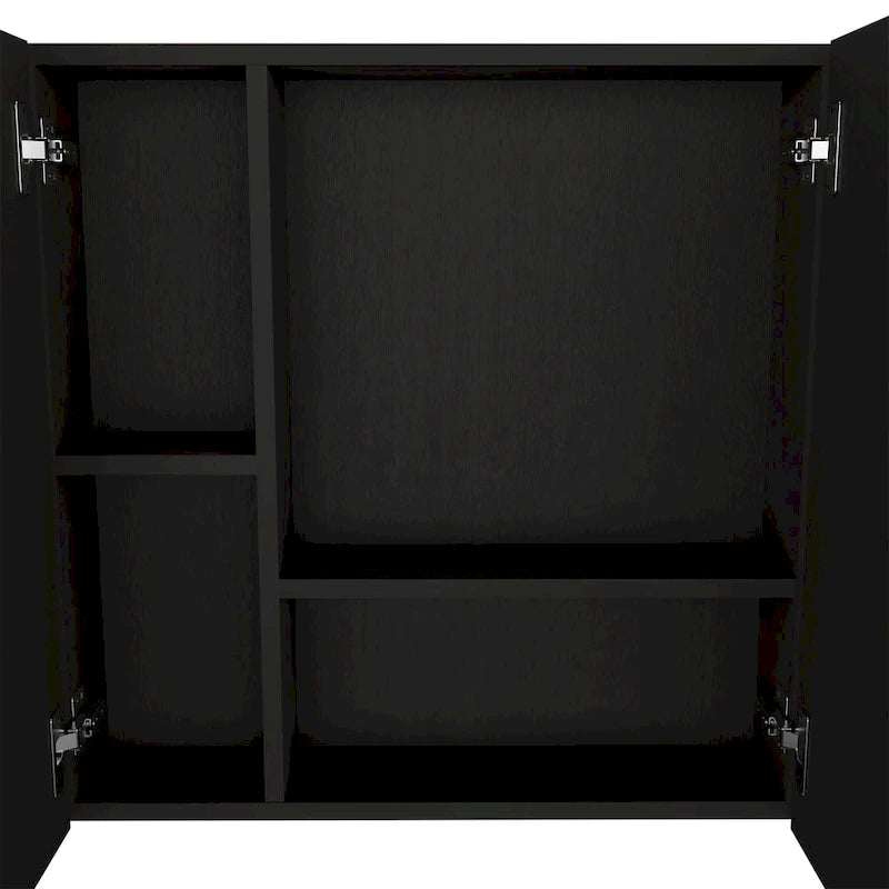 Armoire à pharmacie avec miroir Lexington, trois étagères intérieures, finition wengé noir