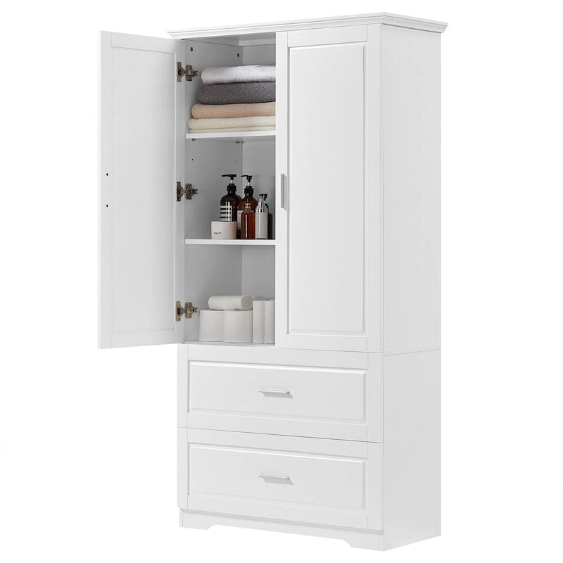 Meuble de rangement haut de salle de bain, Meuble avec deux portes et tiroirs