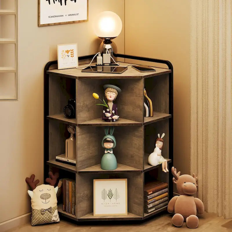 Meuble d'angle avec ports USB et prises de courant