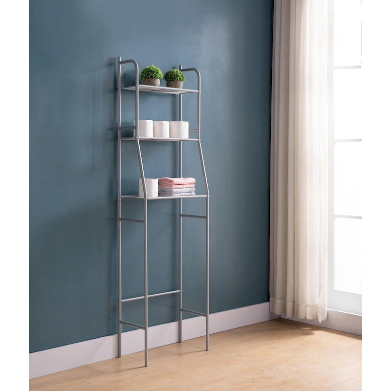 Étagère de rangement à trois niveaux au-dessus des toilettes pour salle de bain