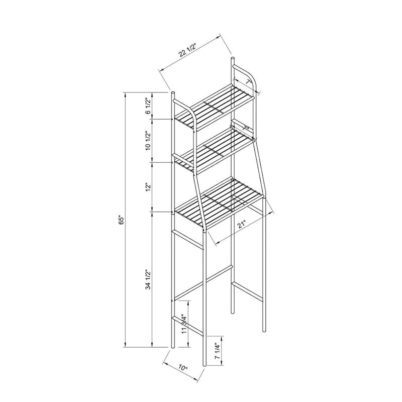 Étagère de rangement à trois niveaux au-dessus des toilettes pour salle de bain