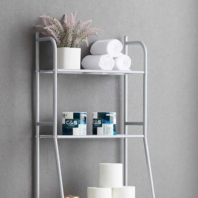 Étagère de rangement à trois niveaux au-dessus des toilettes pour salle de bain