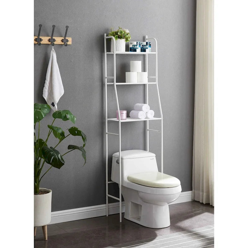 Étagère de rangement à trois niveaux au-dessus des toilettes pour salle de bain