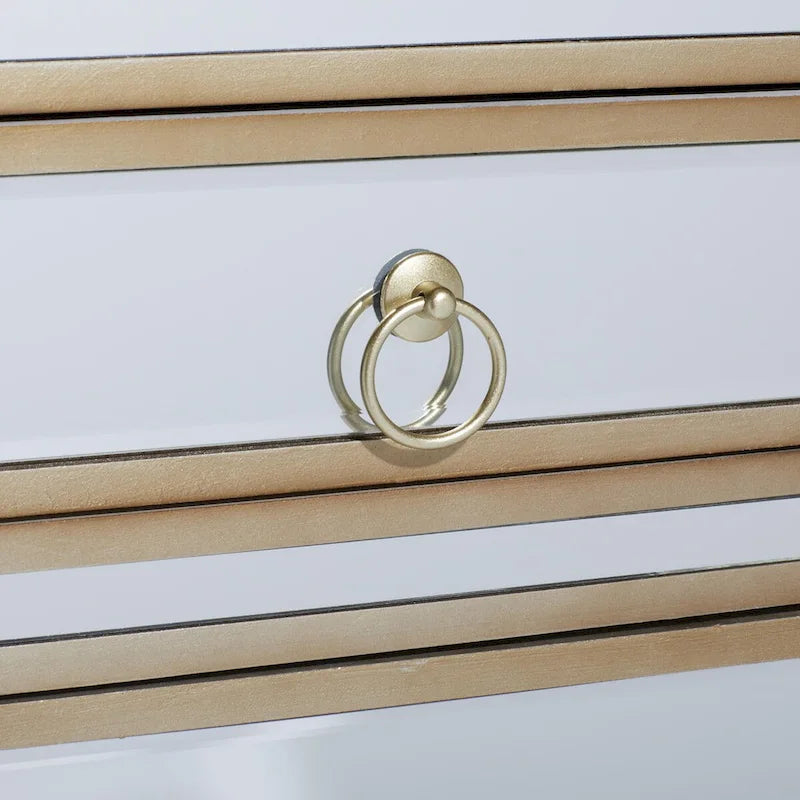 Meuble d'appoint 1 tiroir et 1 porte en verre miroir - Beige